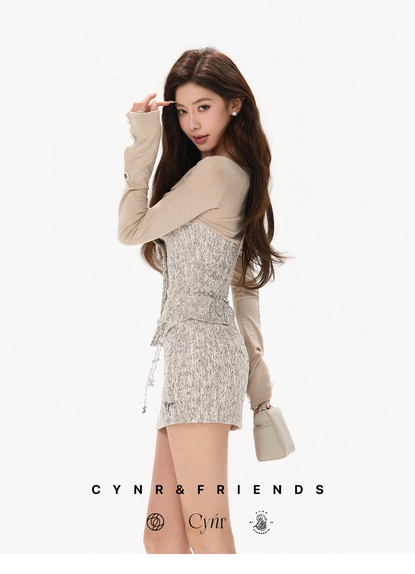 TWEED KNIT OFF SHOULDER SET