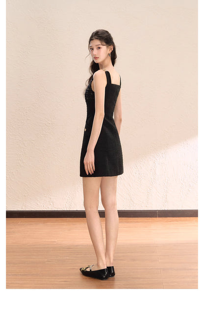 FRENCH BLACK SEQUIN CAMI DRESS