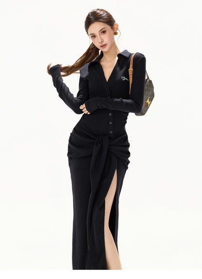 ELEGANT HIGH SLIT STRAPPY SLIM FIT ONE-PIECE