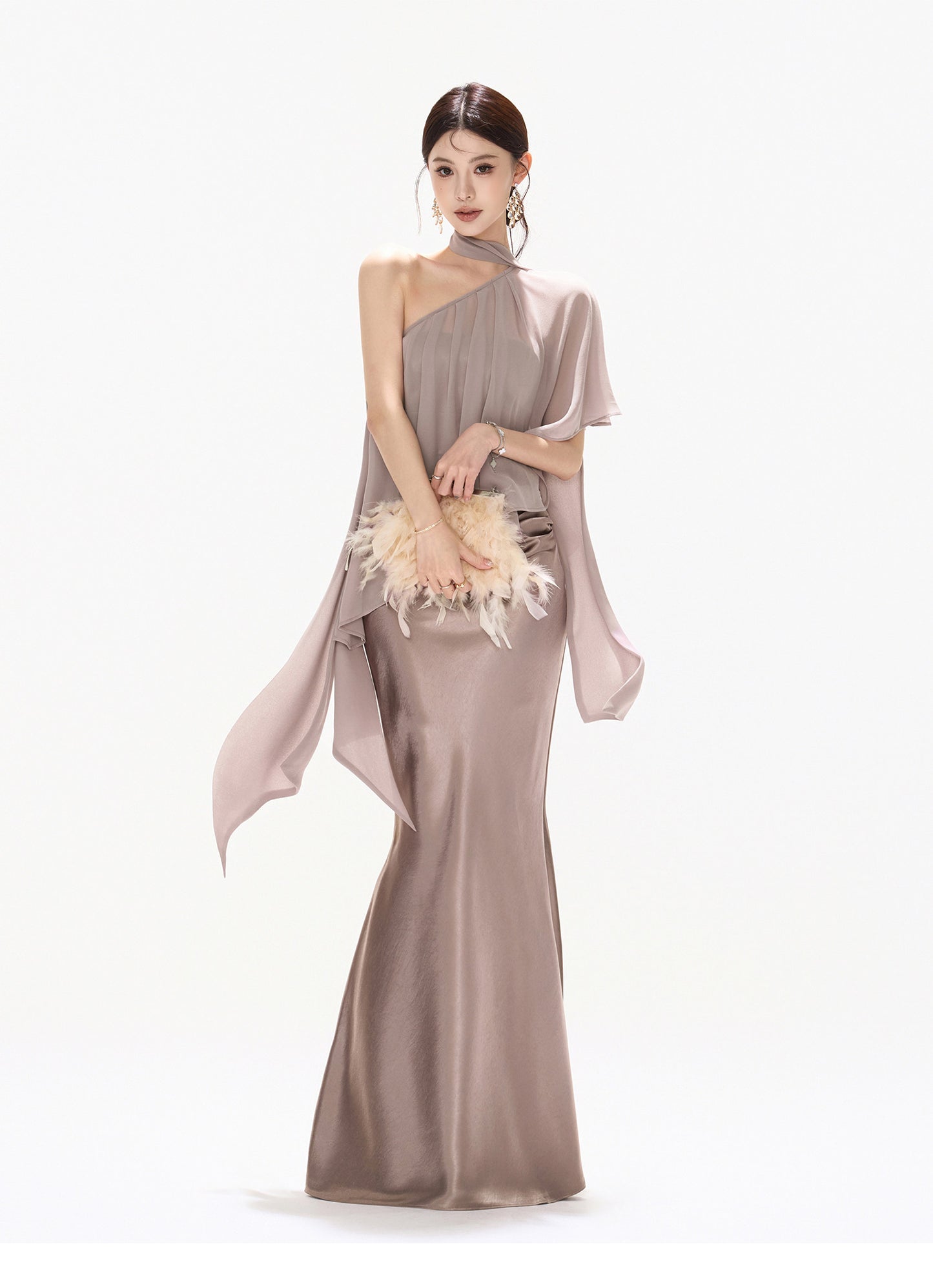 VIOLET DRAPED MERMAID SET