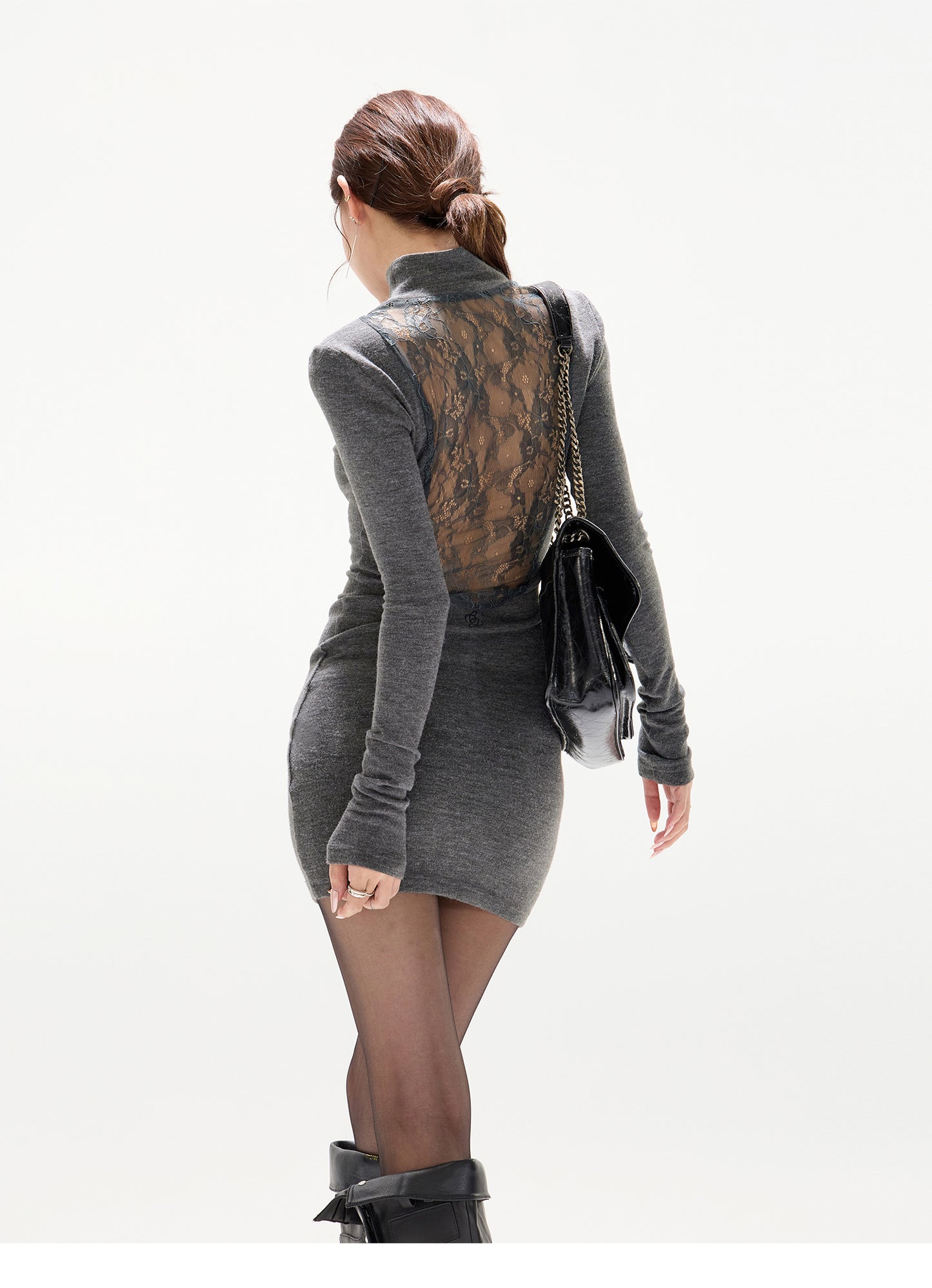 SIGNATURE LOGO TURTLENECK SLIM-FIT KNIT DRESS