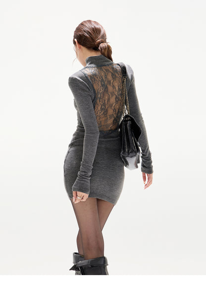 SIGNATURE LOGO TURTLENECK SLIM-FIT KNIT DRESS