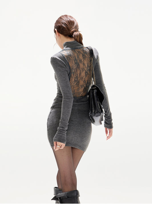 SIGNATURE LOGO TURTLENECK SLIM-FIT KNIT DRESS