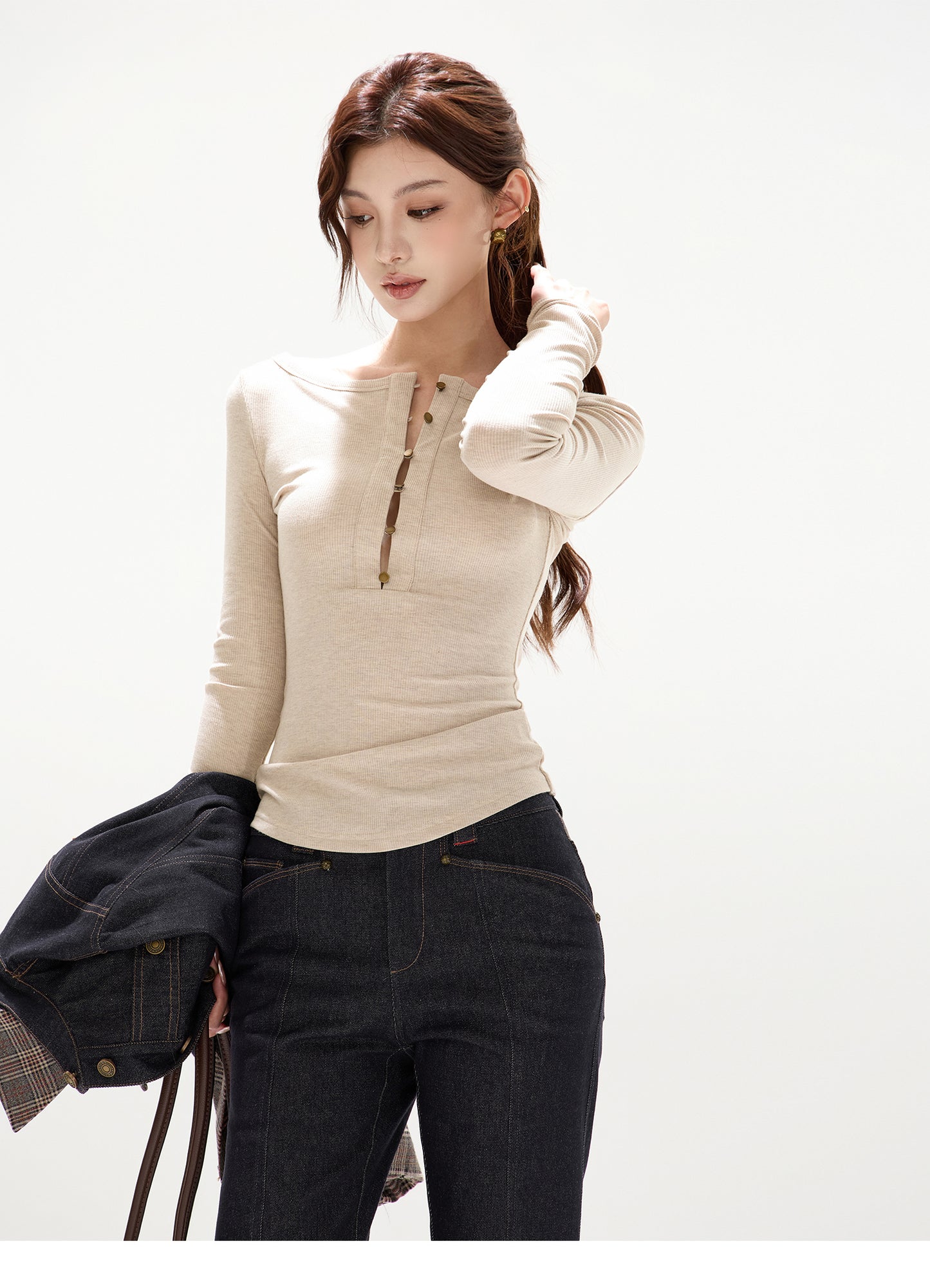 Y2K ADJUSTABLE BUTTON KNIT TOP