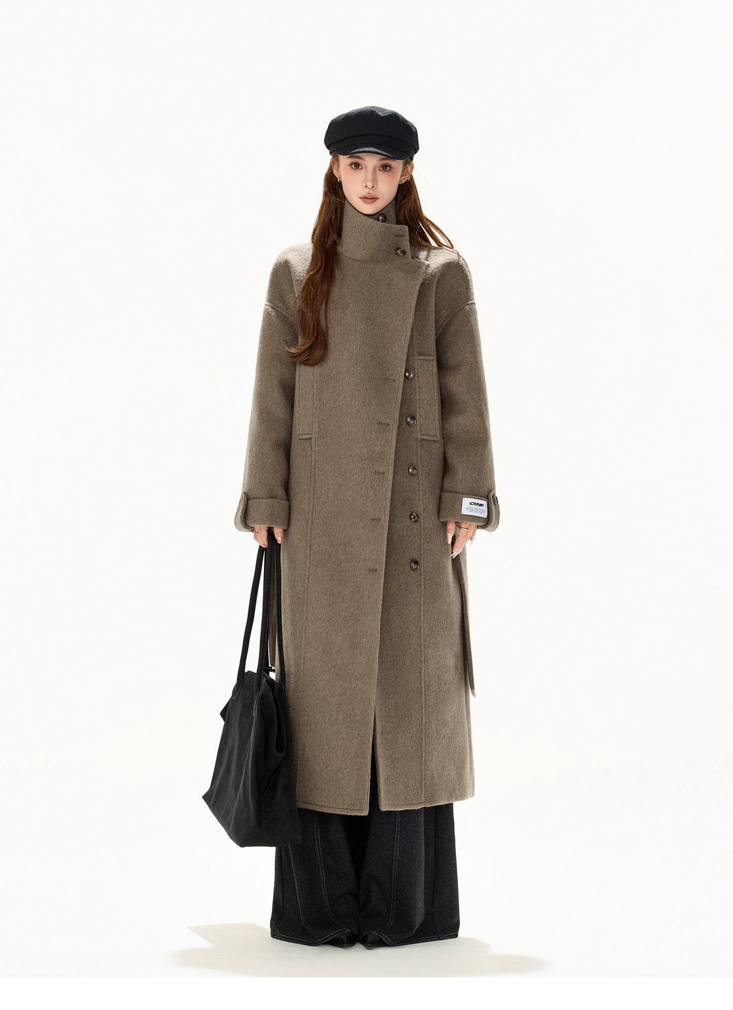 VINTAGE MODERN BELTED WOOL LONG COAT