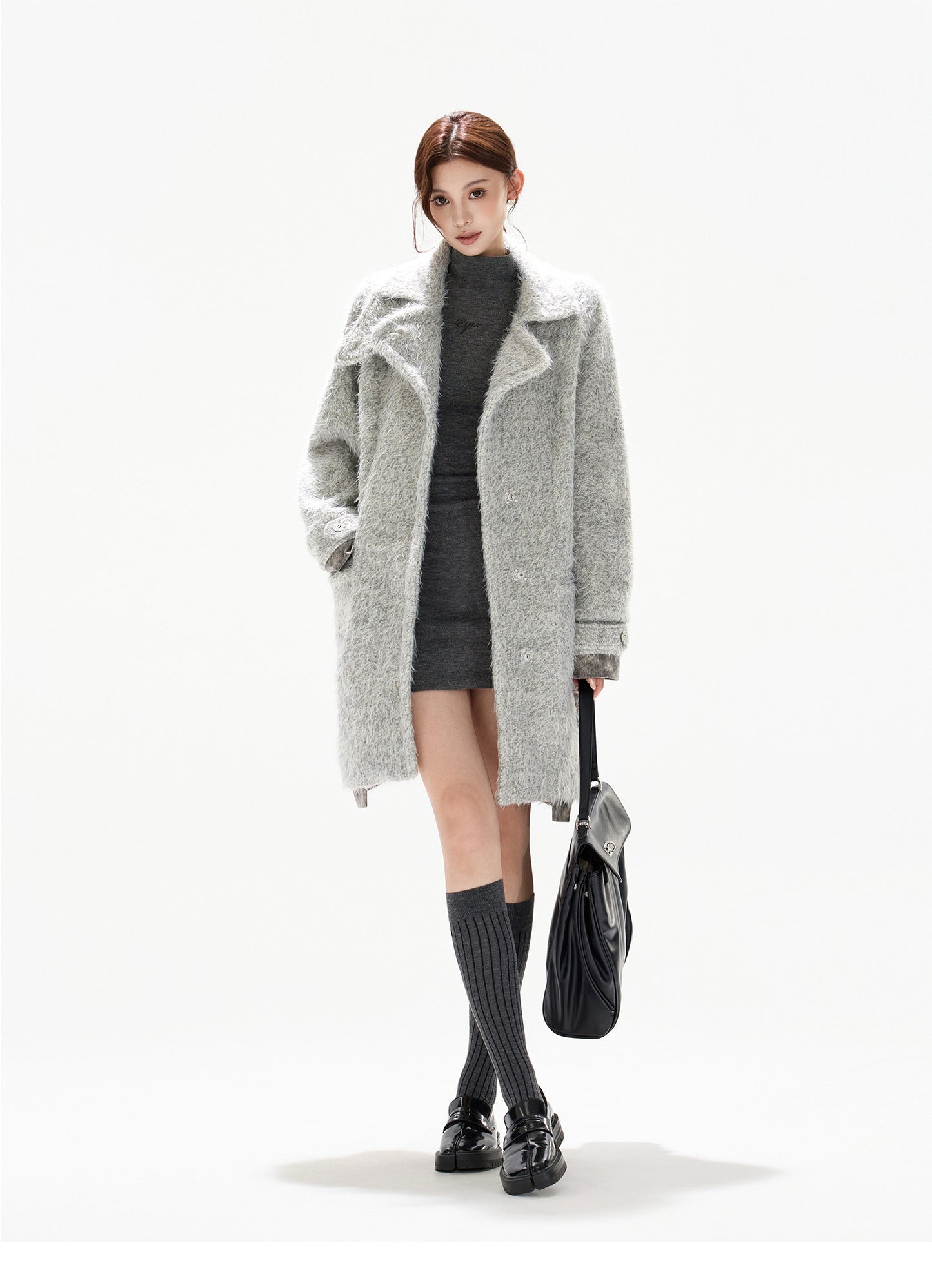 MELANGE WOOL COCOON COAT