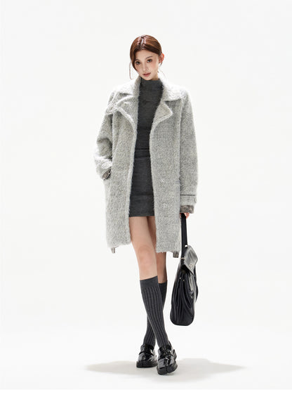MELANGE WOOL COCOON COAT