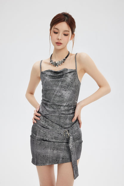 METALLIC KNITTED SLIP DRESS