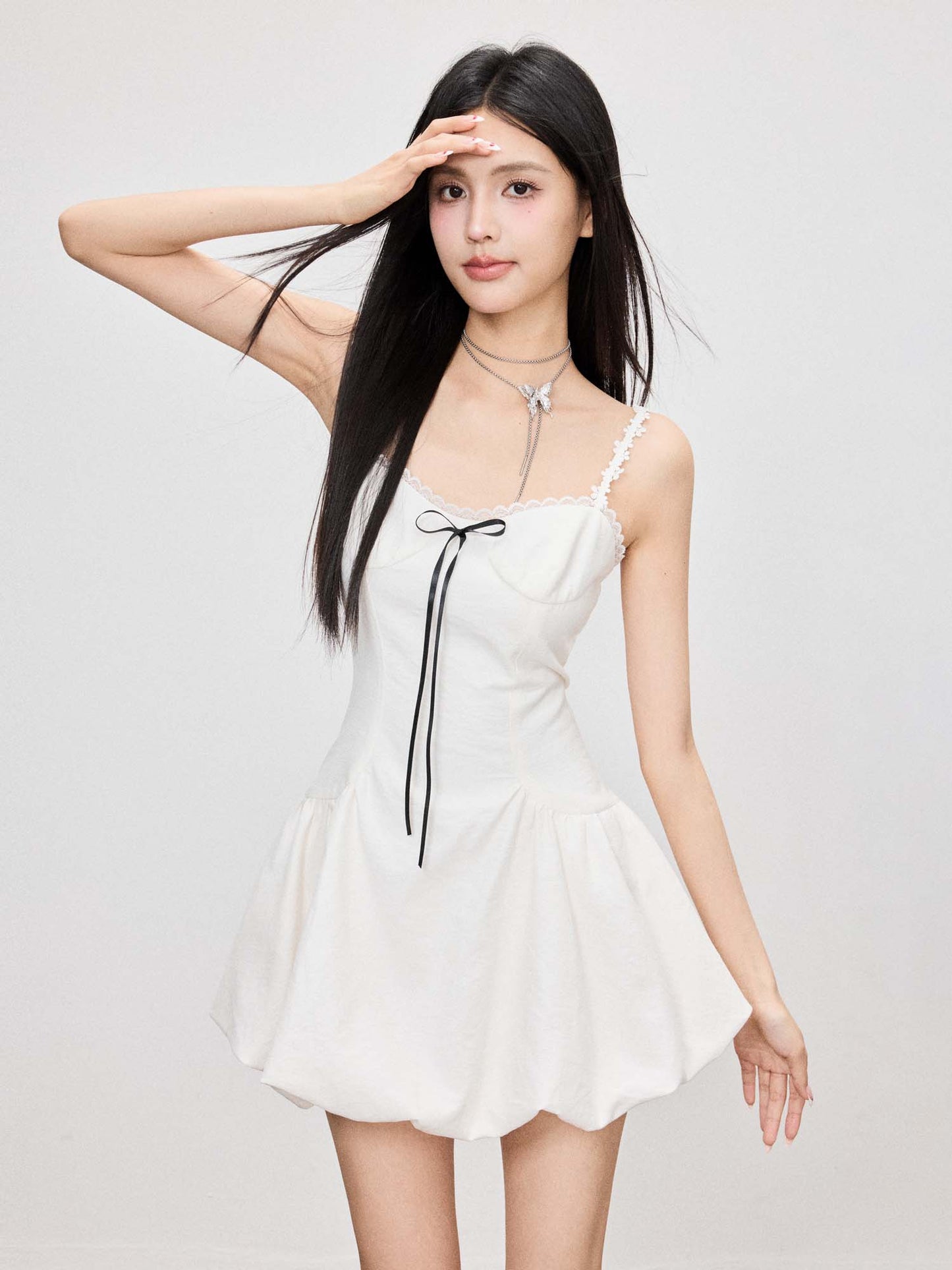 WHITE LACE CAMISOLE DRESS